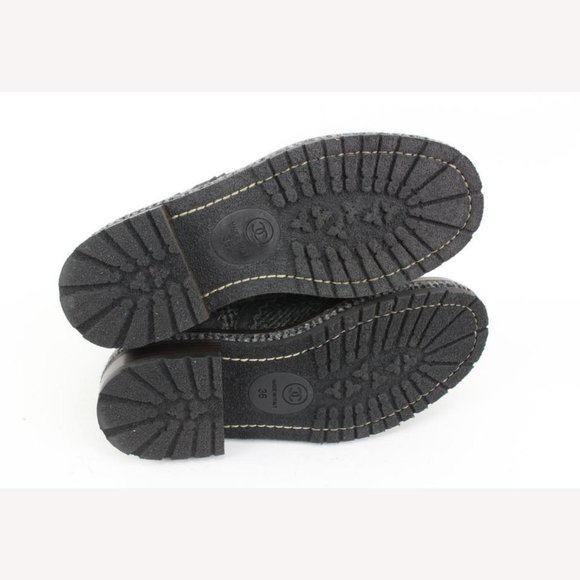 Chanel Size 36 CC Logo Tweed Combat Boots 40cz413s - Picture 5 of 12